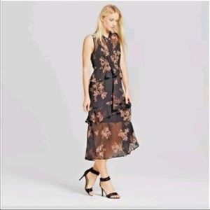 NWT Who What Wear Floral Tiered Chiffon Dress (S)